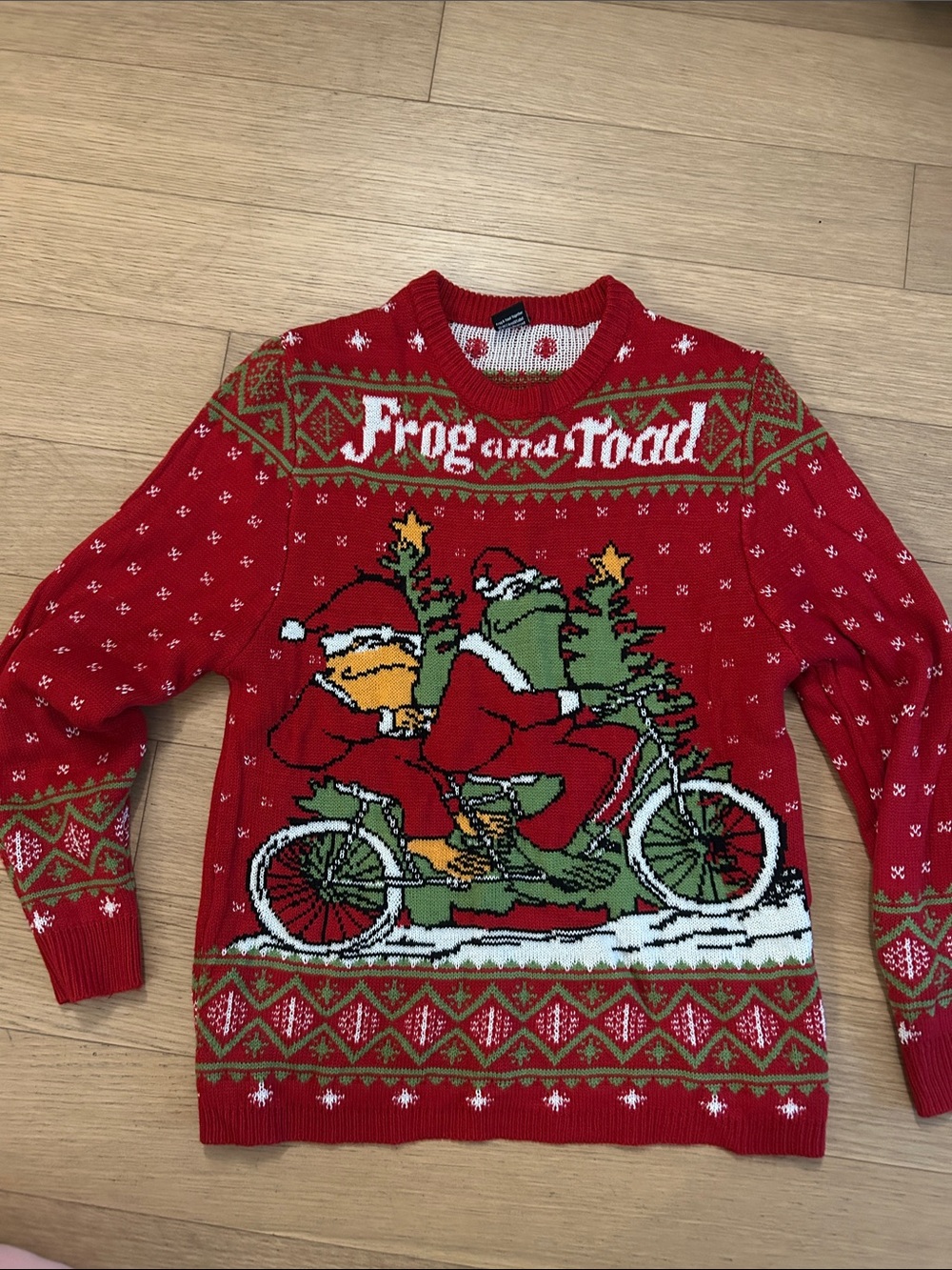 Target Red Frog and Toad Holiday Crewneck Sweater with Green Accents